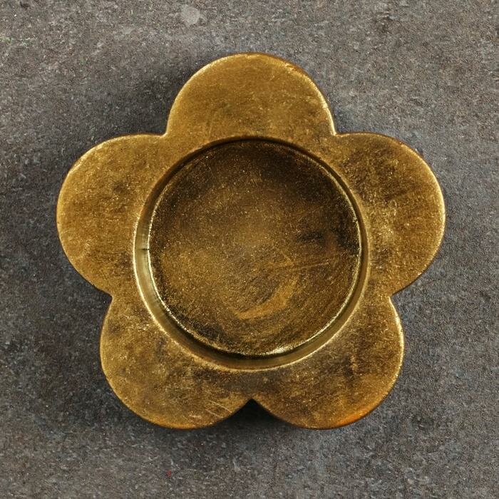 Подсвечник "Цветок", состаренное золото, 6х6х3 см, для свечи d=3,5 см - фотография № 3