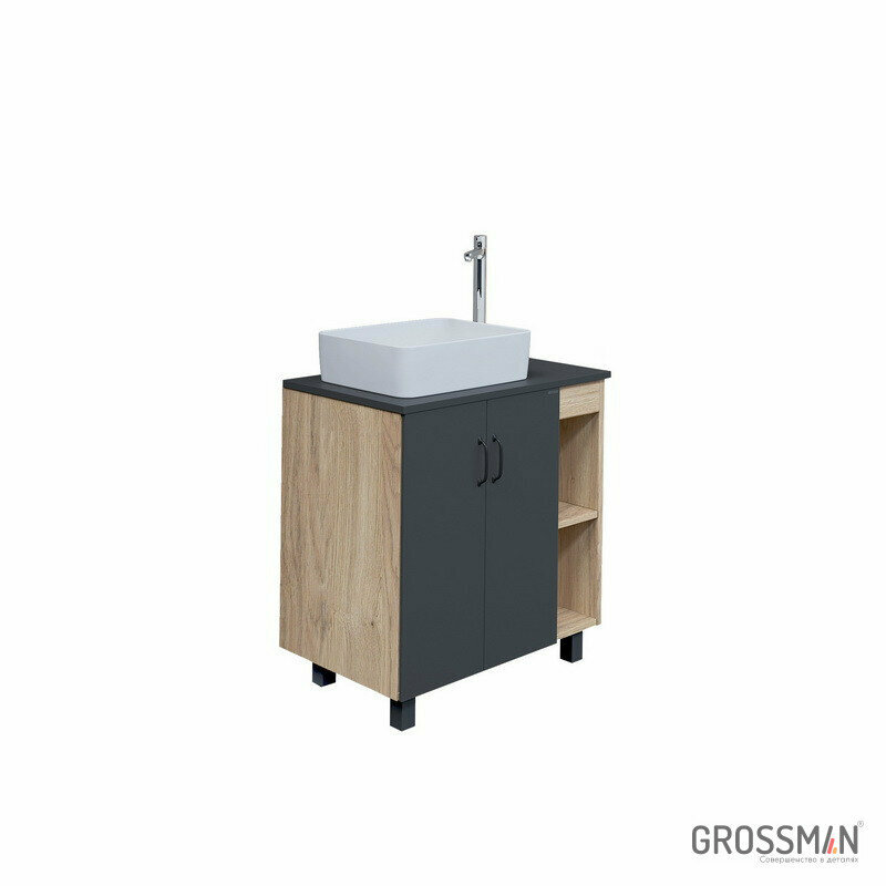 Мебель для ванной Grossman флай 80 дуб сонома/серая