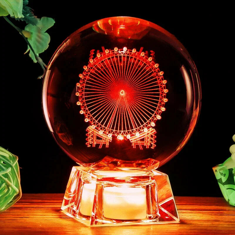 3D светильник Хрустальный шар "Чертово колесо" (диаметр 5 см) - фотография № 1