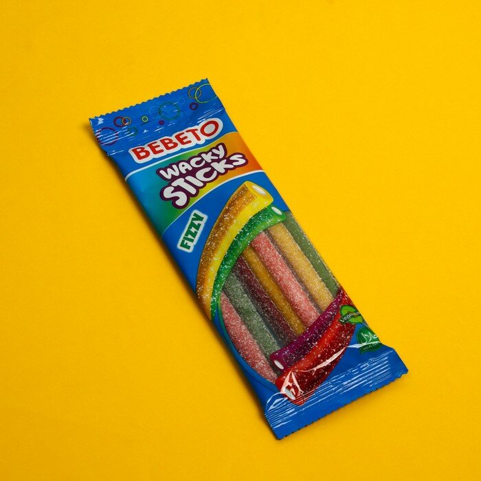 Жевательный мармелад BEBETO WACKY STICKS со вкусом тутти-фрутти и ванили, 75 г - фотография № 1