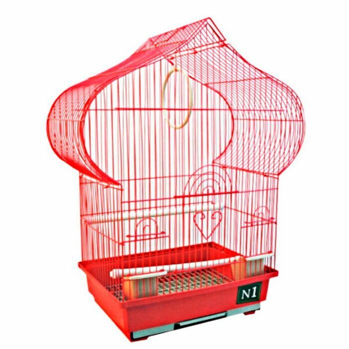 Клетка для птиц 30 х 22,5 х 50 см, фигурная, красная, 1 комплект