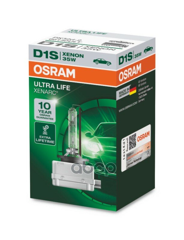 Лампа Автомобильная D1s 85v-35w (Pk32d-2) Xenarc Ultra Life (Osram) Osram арт. 66140ULT