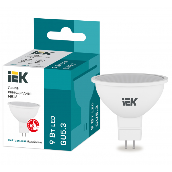 Светодиодная лампочка IEK MR16 9Вт 230В 4000К GU5.3 (15 шт.)