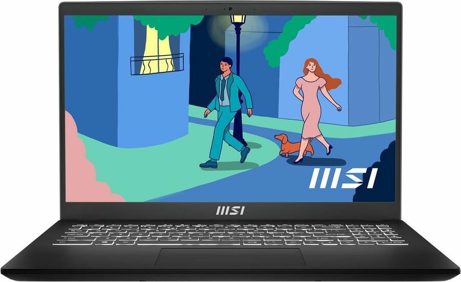 Ноутбук MSI Modern 15 B12HW-002XRU, 15.6", IPS, Intel Core i5 1235U 1.3ГГц, 10-ядерный, 8ГБ DDR4, 512ГБ SSD, Intel Arc A370M - 4 ГБ, Free DOS, черный 9S7-15H212-002