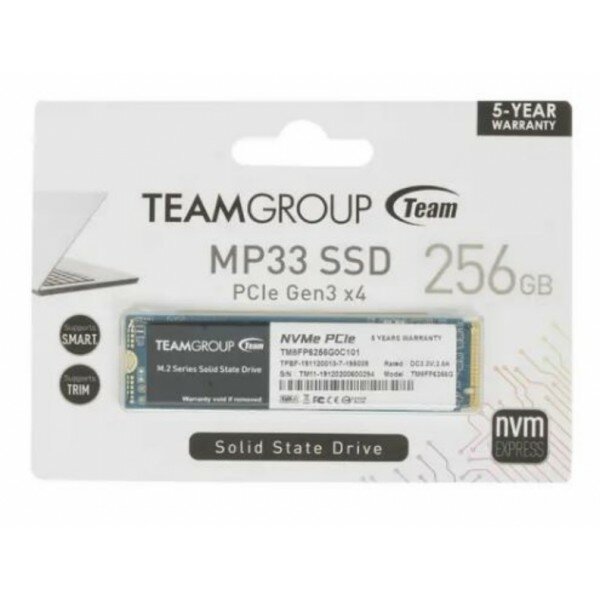 Твердотельный накопитель SSD M.2 2280 256Gb Team Group MP33 TM8FP6256G0C101 TLC 3D NAND (R1600/W1000MB/s)