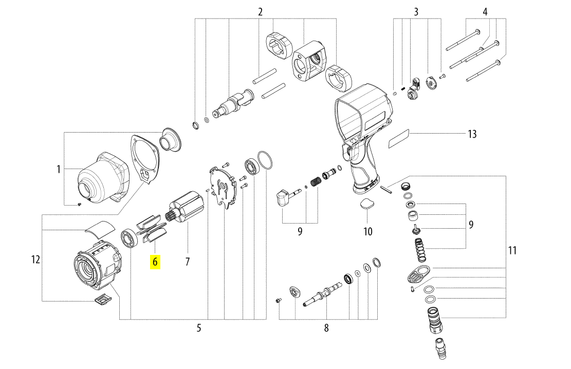 Лопатки двигателя пневматического гайковерта DSSW 930-1/2 METABO 344101430