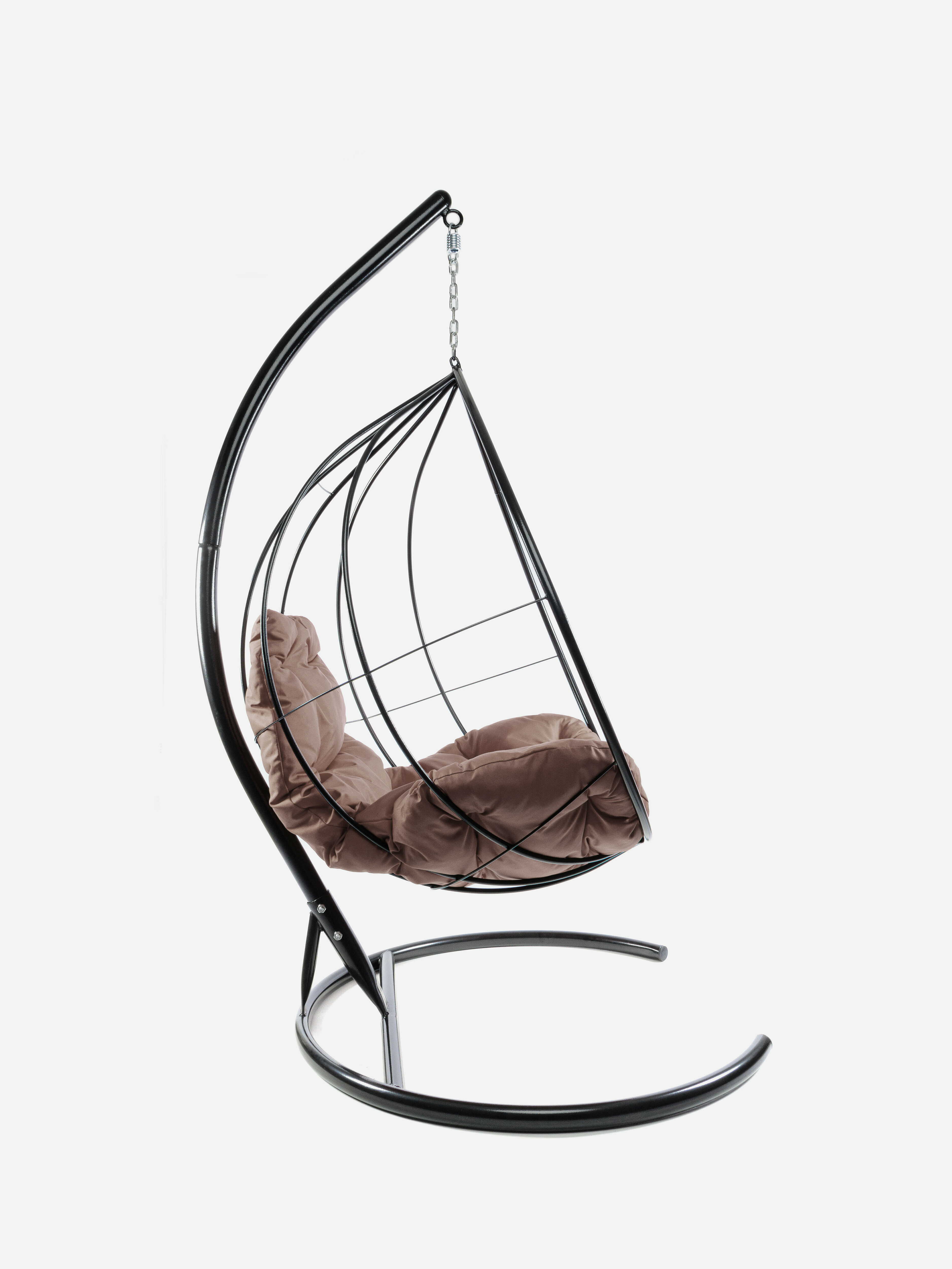 Подвесное кресло без ротанга чёрное, коричневая подушка - фотография № 6