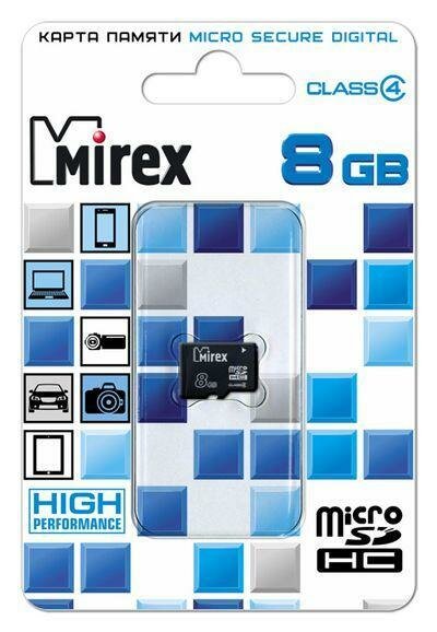 Флеш карта microSD 8GB Mirex microSDHC Class 4