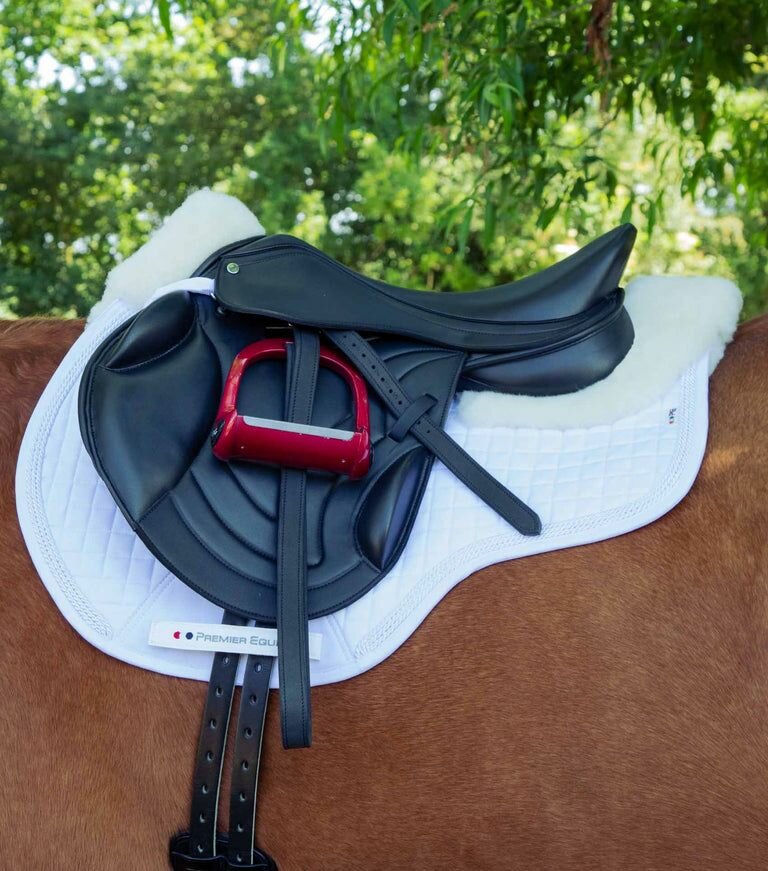 Вальтрап для лошади из мериносовой шерсти European Saddle Pad - GP/Jump Square (белый) - фотография № 2