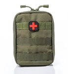 Тактическая сумка аптечка армейская Олива, подсумок не сбрасываемый медицинский для медикаментов и лекарств, универсальная - изображение