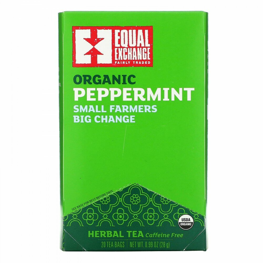 Equal Exchange, Органический травяной чай с перечной мятой, без кофеина, 20 чайных пакетиков, 28 г (0,99 унции) - фотография № 1