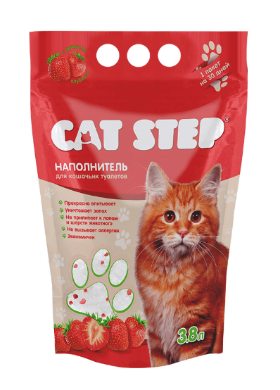 Наполнитель для туалета CAT STEP "Клубника" силикагель 3.8 л - фотография № 2