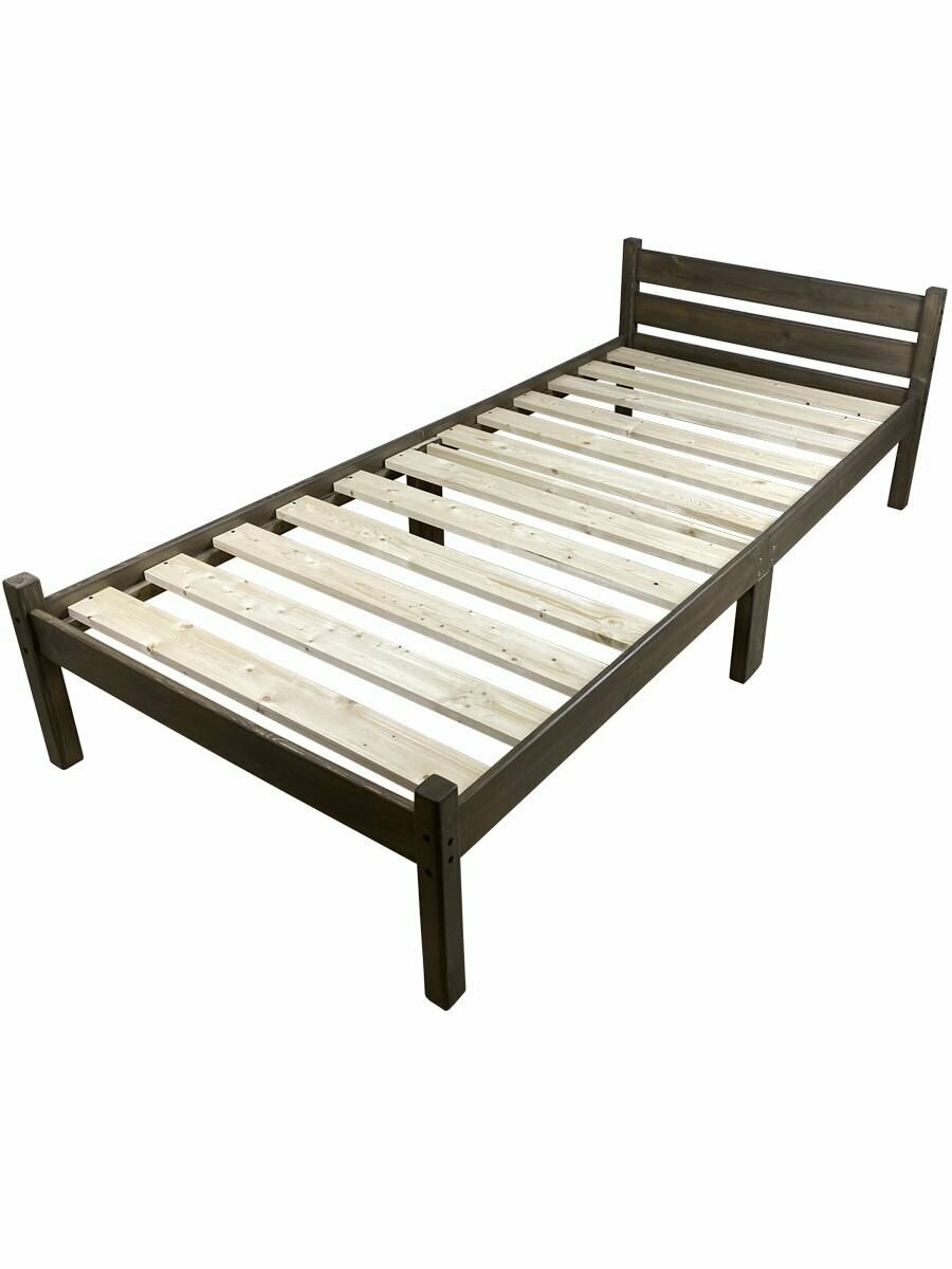 фото Кровать сосновая классика компакт, цвет венге, 80х190 см