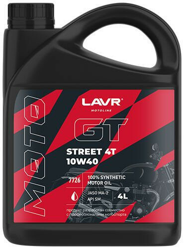 Моторное масло LAVR MOTO GT STREET 4T 10W-40 API SM 4л (Ln7726)