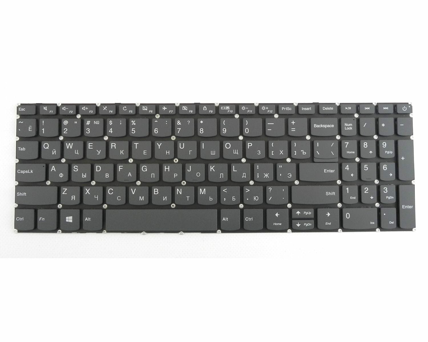 Новая клавиатура RU для ноутбуков Lenovo IdeaPad 320-15ABR, 320-15IAP, 320-15AST, 320-15IKB, серая без рамки