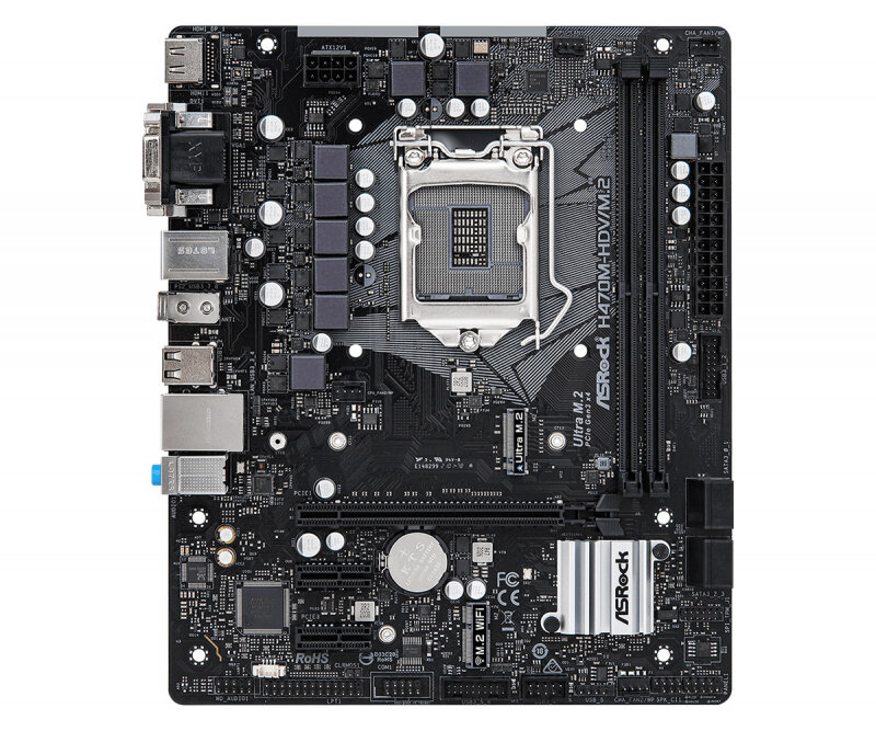 Asrock H470M-HDV/M.2 {Soc-1200 Intel H470 2xDDR4 mATX AC`97 8ch(7.1) GbLAN+VGA+DVI+HDMI}