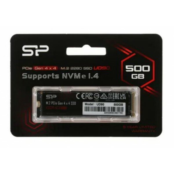 Твердотельный накопитель SSD M.2 2280 500Gb SiliconPower UD90 SP500GBP44UD9005 TLC 3D NAND (R4800/W4200MB/s)