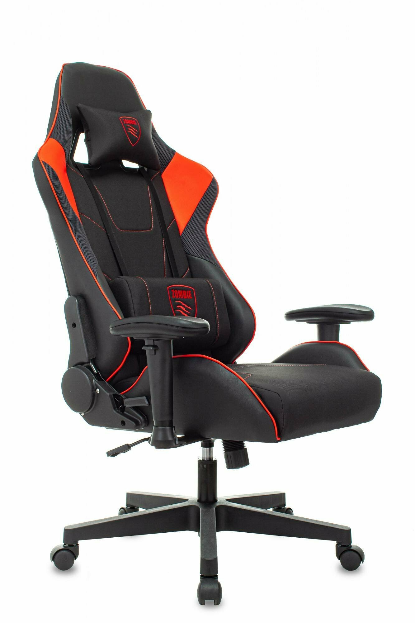 Кресло игровое Zombie Thunder 1, обивка: текстиль/эко.кожа, цвет: черный/красный
