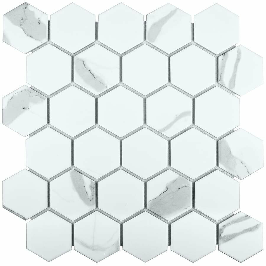 Мозаика керамическая чип small 57x51 Hexagon Matt Carrara Starmosaic 278х265/6 упаковка 20 листов / 1.47 кв. м