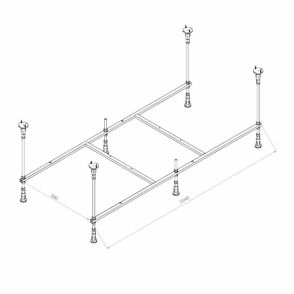 Каркас для ванны 160х70 AM.PM X-Joy W94A-160-070W-R универсальный, цельносварной, с монтажным набором, Германия - фотография № 2