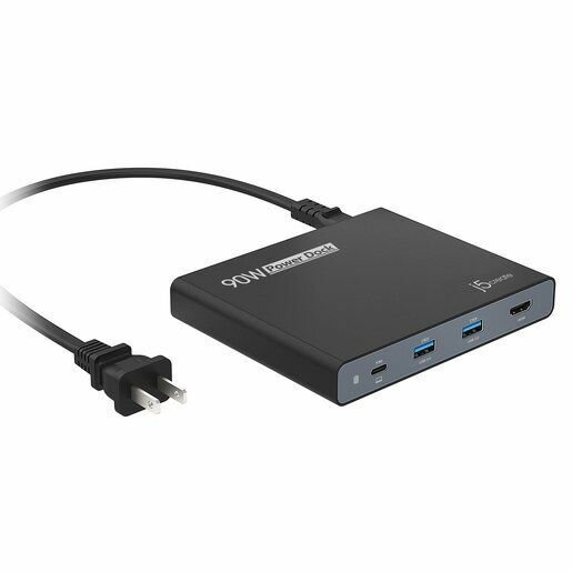 USB-C док-станция j5create со встроенным блоком питания 90 Вт.