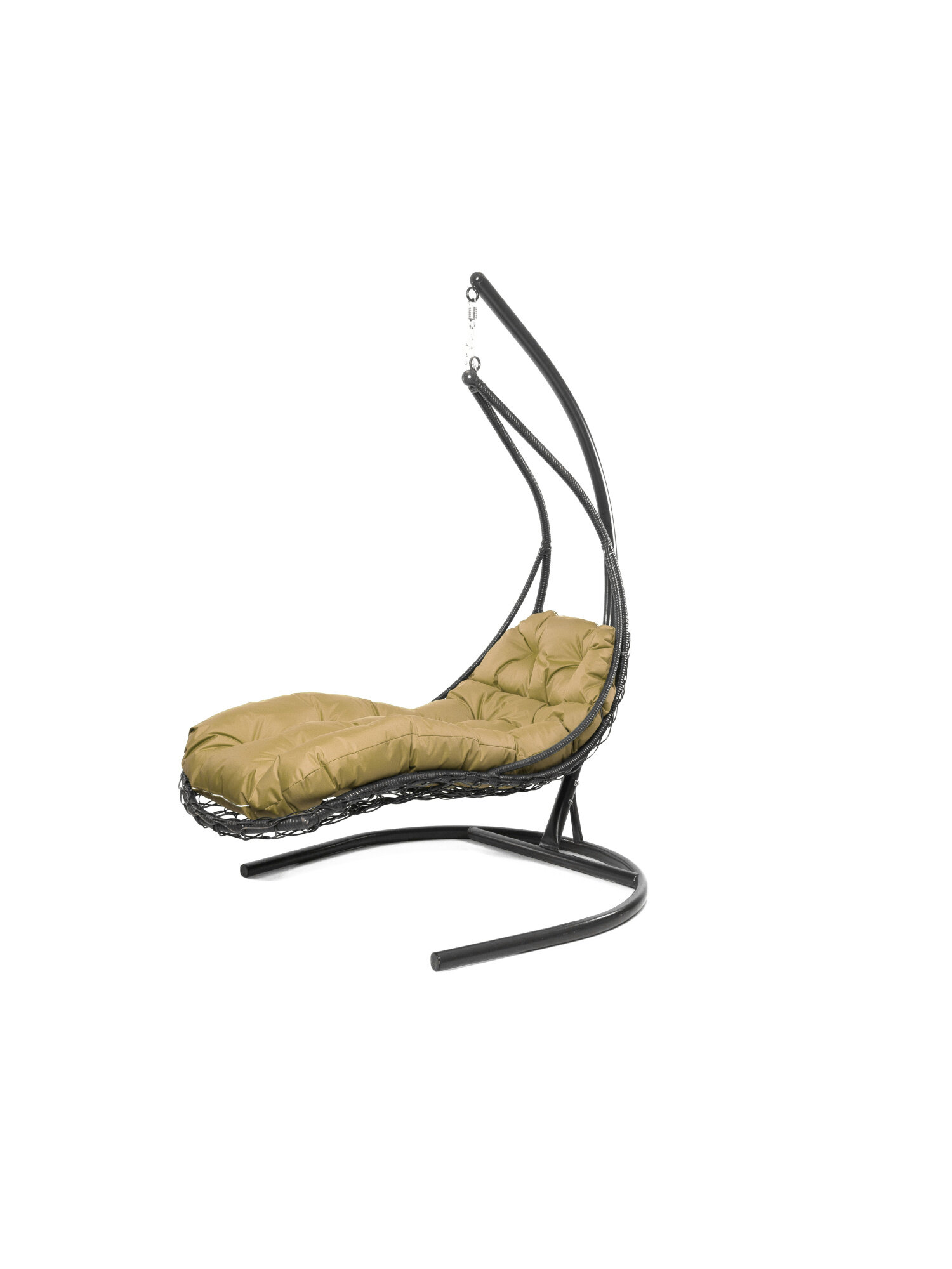 Подвесное кресло M-group лежачее с ротангом серое бежевая подушка