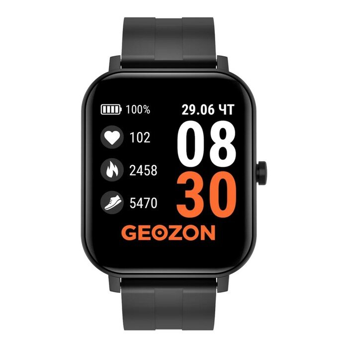 Geozon Смарт-часы Geozon Runner G-SM12PNK, уведомления, пульс, сон, давление, кислород, черные