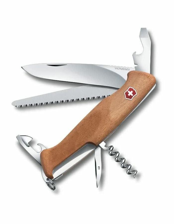 Нож перочинный Victorinox RangerWood 55 (0.9561.63) 130мм 10функций дерево карт.коробка - фото №1