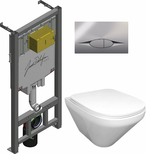 Комплект Унитаз подвесной Jacob Delafon Modern Life E77725-0 + Крышка-сиденье с микролифтом + Инсталляция Jacob Delafon E29025-NF с кнопкой смыва