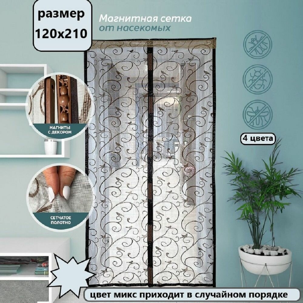 фото Москитная сетка на дверь на магнитах раздвижная 120*210см