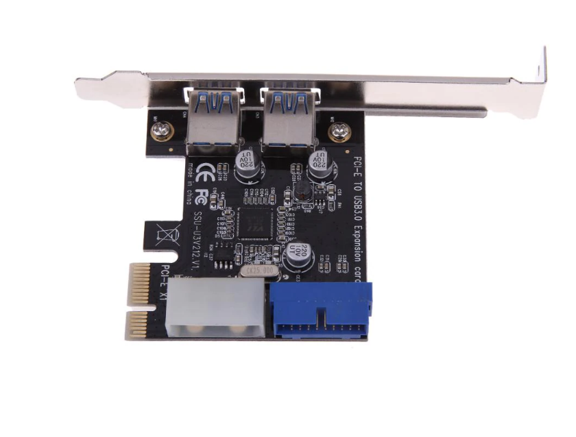 Контроллер PCI-E X1 * USB3.0 2шт. (с дополнительным питанием и разъемом USB3.0 на переднюю панель)