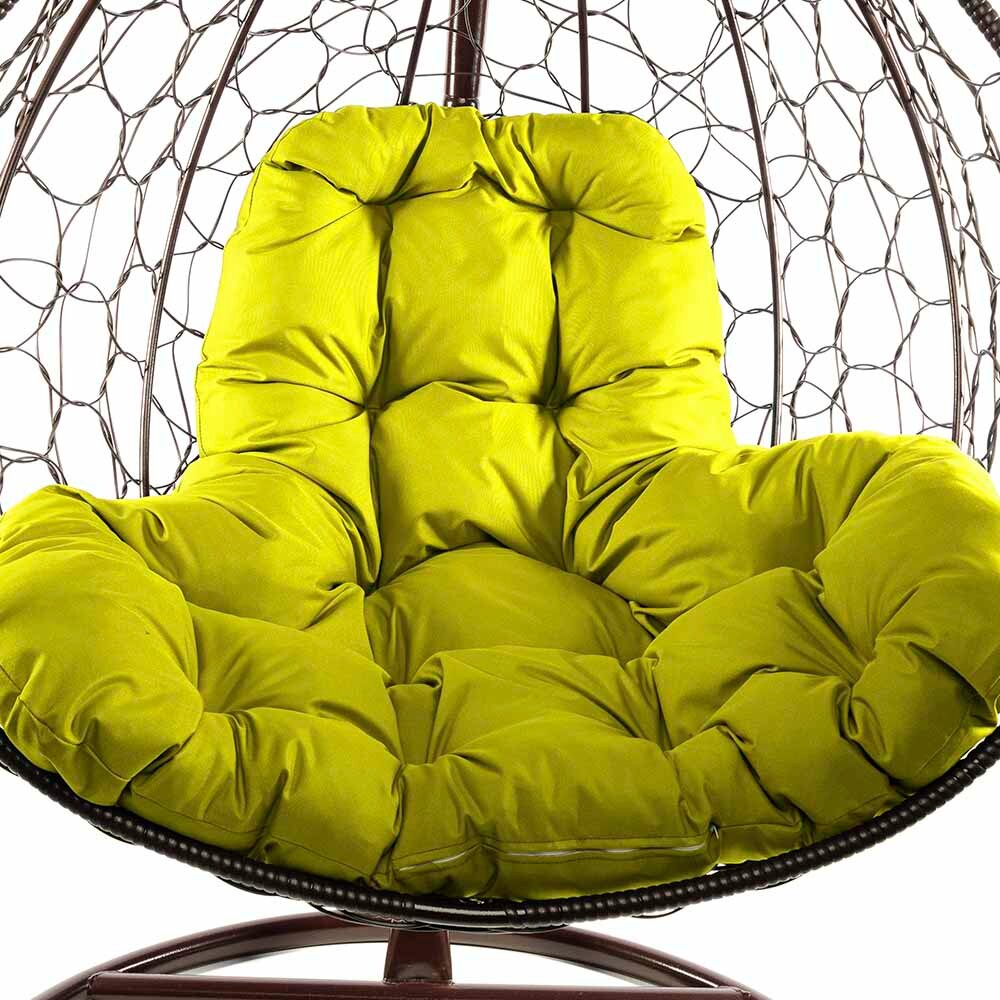 Подвесное кресло из ротанга "XL" коричневое с жёлтой подушкой M-Group - фотография № 7