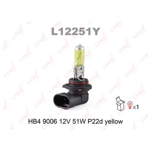 Лампа HB4 9006 12V 51W P22D YELLOW LYNXauto L12251Y