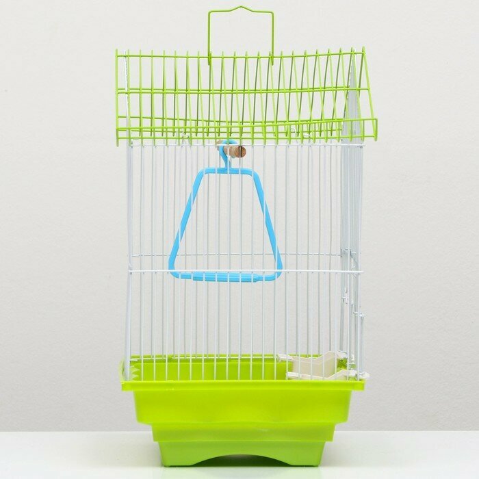 Клетка для птиц укомплектованная , зеленая - фотография № 2