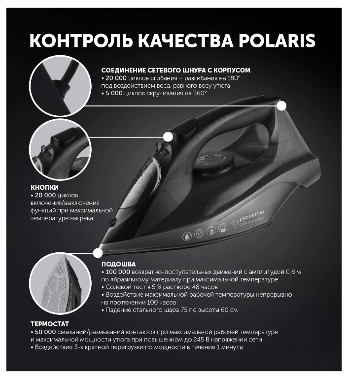 Утюг POLARIS PIR 2430K черный - фотография № 4