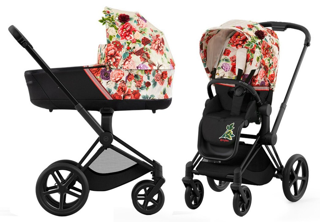 Коляска 2в1 Cybex Priam IV Spring Blossom Light шасси Matt/Black