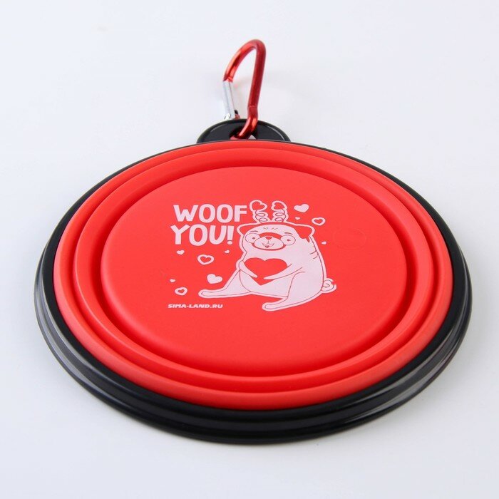 Миска силиконовая WOOF YOU!, 12,8 х 2 см, 350 мл, красная - фотография № 4