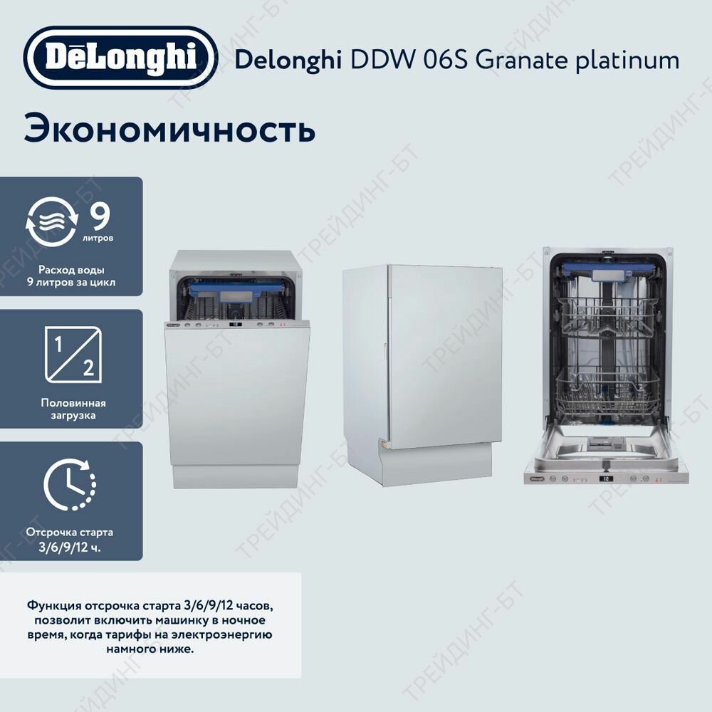 Посудомоечная машина DeLonghi DDW 06S Granate platinum, 4 программы, 10 комплектов