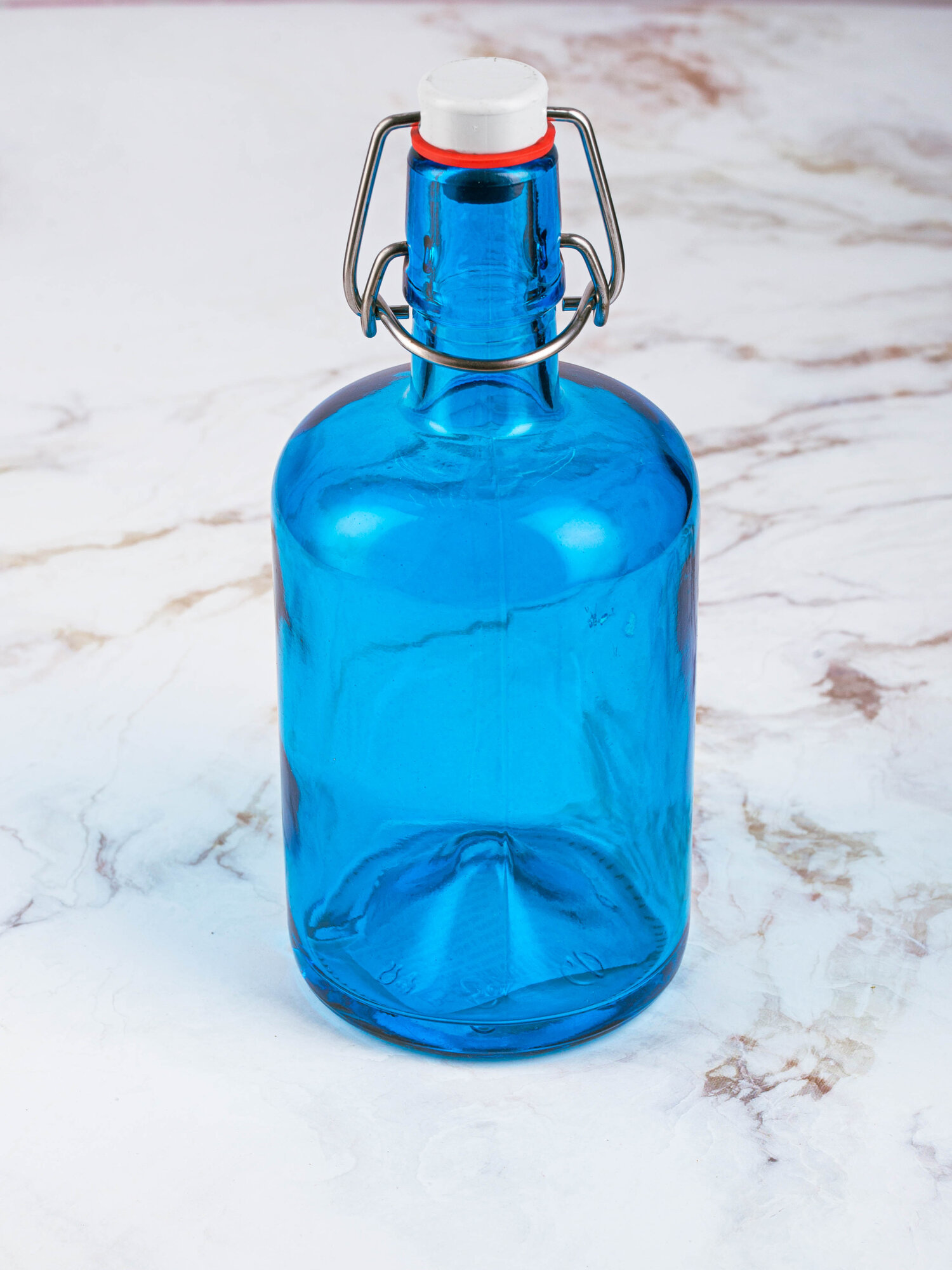 Бутылка 500мл с бугельным замком цветной лак синий стекло
