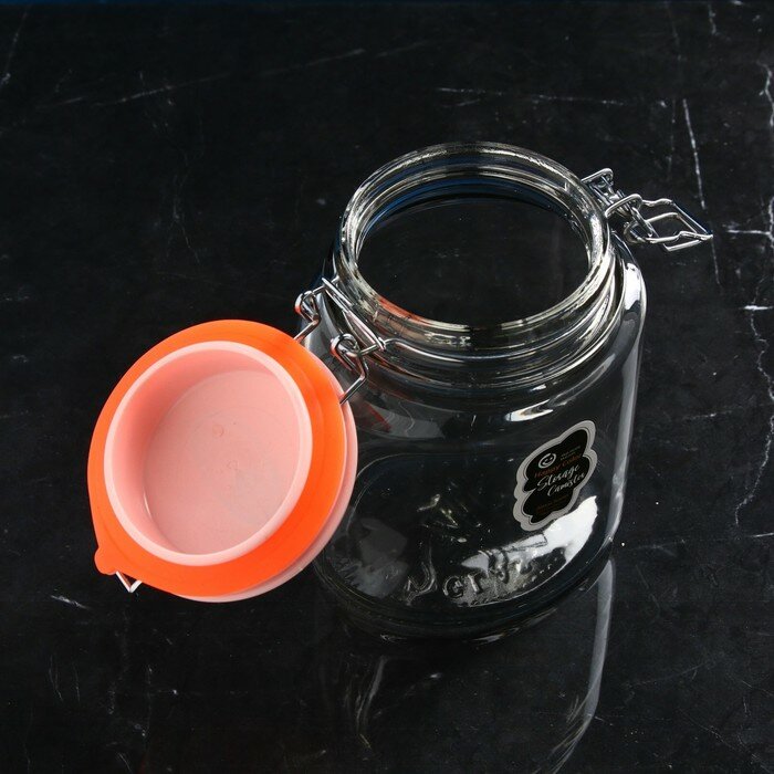 Банка для сыпучих продуктов «Бейзи шефти», стеклянная, розовая крышка, 1.3 л, Иран - фотография № 2