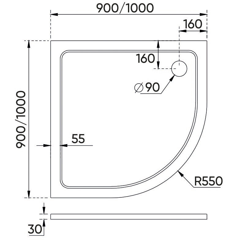 Поддон душевой Veconi Tezeo stone 1000x1000x300 мм универсальный, на каркасе, без сифона (TZ10-100PL-01-19C3) - фотография № 2