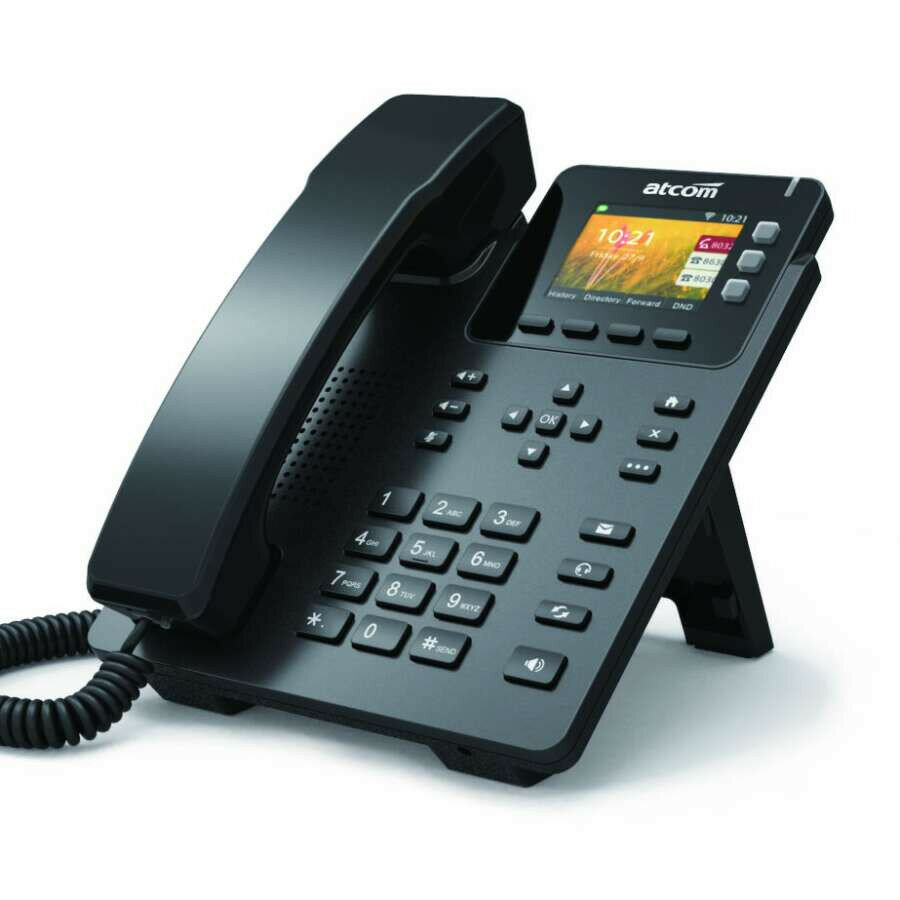 ATCOM D33 IP-телефон 6 SIP линий цветной TFT 256" 2x10/100/1000T POE