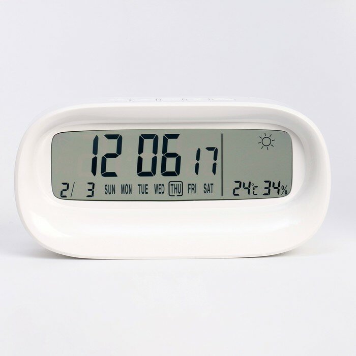 Часы электронные настольные, c термометром, гигрометром, 7 х 14.5 х 4 см - фотография № 1