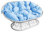 Диван M-group мамасан с ротангом белое голубая подушка