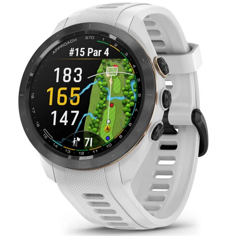 Умные часы Garmin Approach S70 – 42 mm Black Ceramic Bezel with White Silicone Band (010-02746-10)