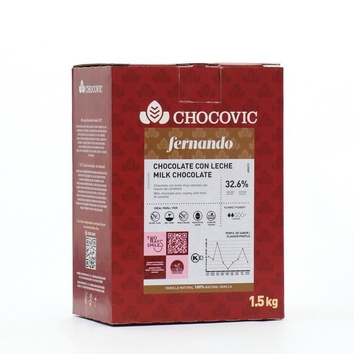 Шоколадная масса молочная "Chocovic" 32,6% капли, 1,5 кг - фотография № 1