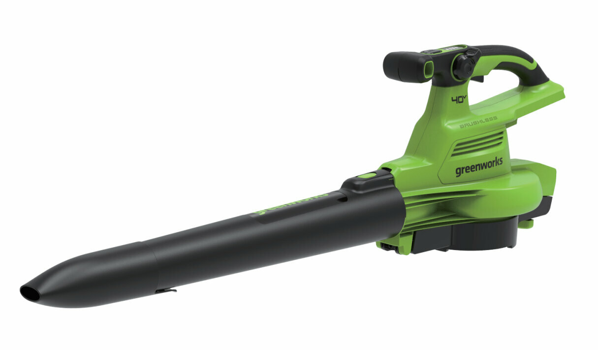 Воздуходувка - пылесос садовый аккумуляторный GREENWORKS GD40BV, 40 В, бесщеточный, с 1хАКБ 4 А.ч и ЗУ 2406907UB