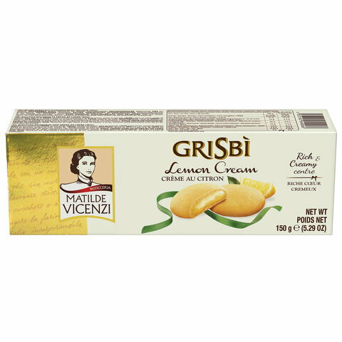 Печенье GRISBI (Гризби) "Lemon cream", комплект 10 шт., с начинкой из лимонного крема, 150 г, 13828 - фотография № 2