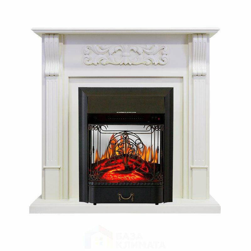Каминокомплект Royal Flame Venice - Фактурный белый с очагом Majestic FX M Black