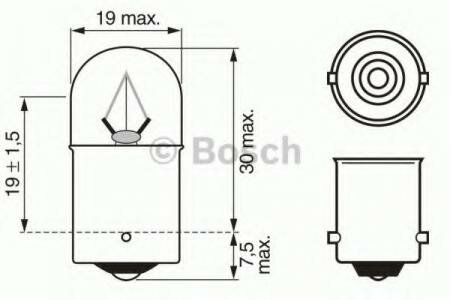 Лампа BOSCH TRUCKLIGHT R5W 24V 5W (упаковка 10 шт.), BOSCH 1987302510